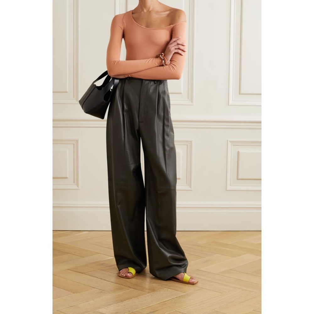 Alix NYC Holder Asymmetric One Shoulder Bodysuit in Latte